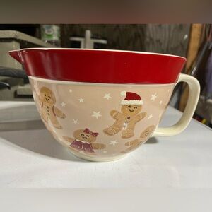 Festive Gingerbread Mixing Bowl - Red Rim